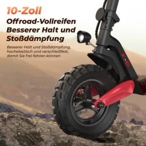 10 Zoll E Scooter mit Straßenzulassung für Erwachsene, max. 20 km/h Geschwindigkeit, 80-100 KM Reichweite, 48V 15Ah, Lange Reichweite,Maximale Belastung 150kg, Geländetauglicher Elektroroller, Faltbarer E Scooter mit Straßenzulassung, 4 Stoßdämpfer Design, 500W Birstenloser Motor