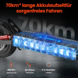E Scooter mit Straßenzulassung, Klappbarer Elektroscooter，10-Zoll Luftreifen für Offroad-Elektroroller，60-75 km Reichweite，4 Stoßdämpfer，Höherwertiger E Roller.